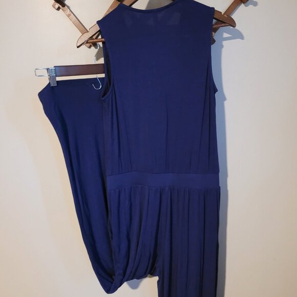Soma Jersey Knit Faux Wrap Jumpsuit Blue SZ S - Picture 3 of 3